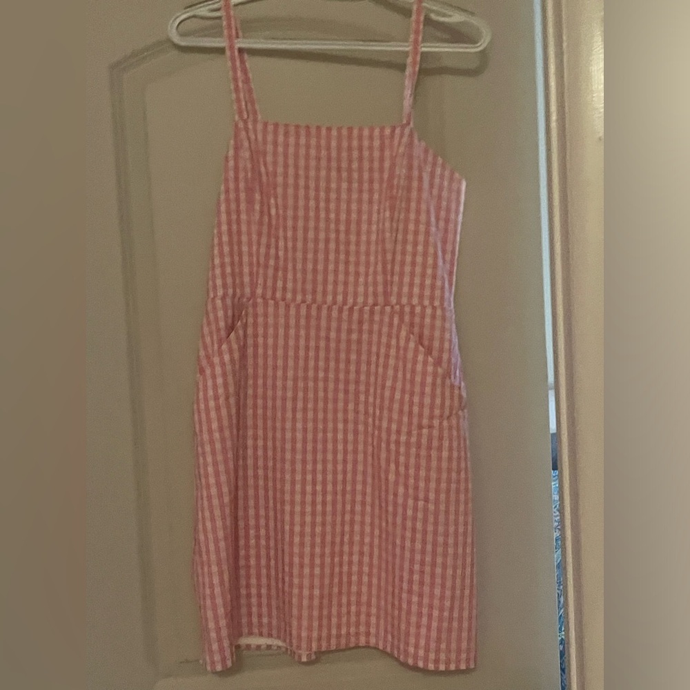 Express Pink and White Gingham Sundress dress thin straps worn once size medium